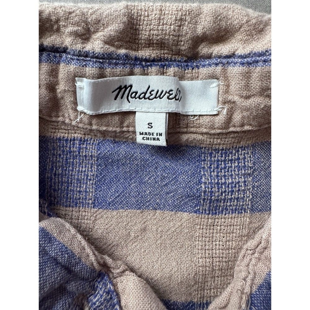Madewell Hilltop Shirt Bayley Stripe Linen Coastal Top Size S Beachy - Picture 3 of 6